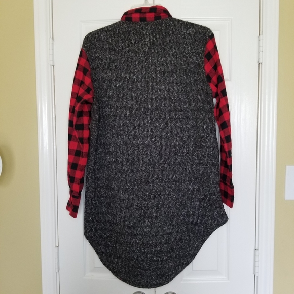 Maud Vivante‎ Buffalo Plaid Flannel With Knit Back Top Size: L - Picture 3 of 12